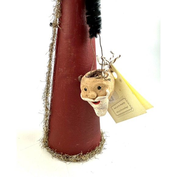 Vintage Santa Claus Tree Topper Santa With Cute Head Basket NWT 13" Hand Made - Picture 3 of 14